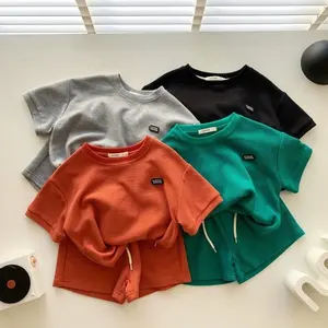 Hot Sale Summer Solid Color 2pcs Cotton Fashion Casual Baby Boy CLothes Set
