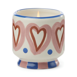 Ceramic <b>Candle</b> <b>Holder</b> With Heart Design Blue Pink Accents For Home Decor - Product Image 1