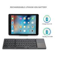 Teclado Inalámbrico BT Mini Plegable Triple de Fábrica China con Panel Táctil para Windows, Android, iOS, Tablet, PC, Teléfono Inteligente
