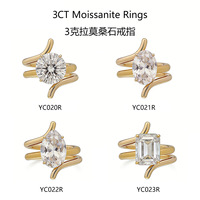 Neuer Stil Einzigartiger und Modischer S925 Reines Silber mit 18k Gold Plattiert Moissanit Mode-Ehering für Frauen