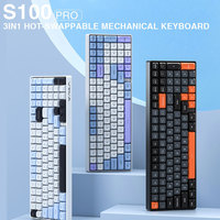 Clavier mécanique sans fil AULA S100 BT trois modes, clavier avec étiquettes latérales, interrupteurs entièrement interchangeables à chaud, clavier de jeu