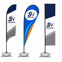 Drapeaux à plumes personnalisés, bannière de plage en forme de larme, impression de logo personnalisée avec poteau, piquet de sol et base en croix pour la publicité extérieure