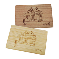 Carte intelligente personnalisée en bambou naturel CR80, étanche, RFID 13,56 MHz, avec puce laminée, pour contrôle d'accès hôtelier