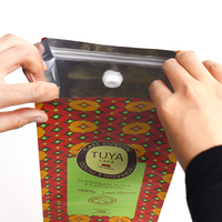 Sachet de café à fond plat personnalisé avec valve de dégazage et fermeture éclair déchirable pour grains de café torréfiés et café moulu