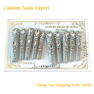 <span class=keywords><strong>Faux</strong></span> <span class=keywords><strong>ongles</strong></span> de haute qualité, longs et carrés, faits à la main, lot de 10 pièces, <span class=keywords><strong>ongles</strong></span> en gel de luxe à presser, <span class=keywords><strong>ongles</strong></span> artificiels en acrylique - Product Image 1