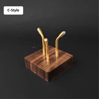 Support d'ornement en noyer noir massif avec cristal, support de présentation de bureau personnalisé en bois pour pierres précieuses