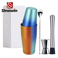 Ensemble de shakers à cocktails en acier inoxydable avec support, accessoires de bar, shakers à cocktails pour la maison, les bars et les fêtes