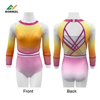 Tenue de gymnastique personnalisée d'usine, Justaucorps de gymnastique dégradé, Veste de danse pour compétition d'équipe, Short d'entraînement, Sac, Chouchous