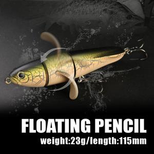 NUEVO OEM 23g 115mm Señuelo de lápiz flotante Hélice de superficie de agua de <span class=keywords><strong>tres</strong></span> secciones Cebos duros flotantes Topwater Bass Lure - Product Image 2
