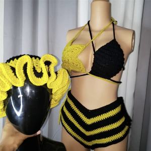 Trajes de Baño Personalizados, Conjuntos de Bikinis de Crochet, Multicolor, Rayas Arcoíris, Top de Hombros Descubiertos, 2 Piezas, Talla Grande, Traje de Baño Deportivo para Mujer - Product Image 5