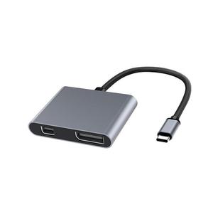 Adaptador Jmax 2 en 1 <span class=keywords><strong>USB</strong></span> Tipo <span class=keywords><strong>C</strong></span> a DP Dual <span class=keywords><strong>DisplayPort</strong></span> y Mini con Resolución 4K (2026) - Product Image 1