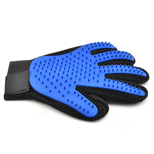 Gants de massage pour toilettage canin, directement de l'usine, paire unique bleu et noir, pour enlever les poils des animaux domestiques - Product Image 4