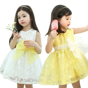 Ropa Infantil al por Mayor, Vestido de Encaje sin Mangas con Lazo para Niñas, Estilo Princesa, para Fiestas, de un Fabricante Chino - Product Image 1
