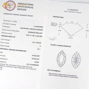 Diamante Cultivado en Laboratorio Incoloro, con Certificado IGI, Diamantes HPHT CVD, Corte Marquesa, 1CT 2CT 3CT, Color D E F, Claridad VVS1 VVS2 VS1 VS2 - Product Image 4