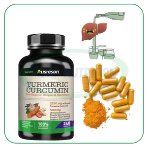 Suplemen Ekstrak Akar Kunyit Ausreson OEM Vitamin C dan Kunyit <span class=keywords><strong>500mg</strong></span> Kapsul Kunyit Kurkumin - Product Image 1