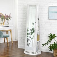 Organisateur rotatif de sol blanc, miroir sur pied en bois, grand cabinet à bijoux en bois