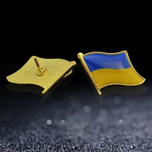 Bendera Ukraine Kustom Lembut & Keras Enamel Pin Kerah Kancing Ukraina Lencana Tambalan Ukraine