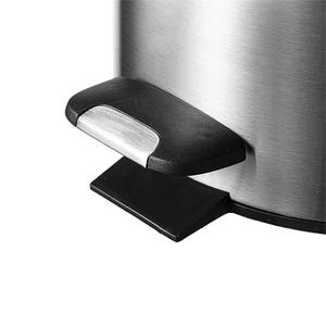 Cubo de Basura de Acero Inoxidable de 12L, Cilíndrico, con Tapa de Accionamiento con el Pie, para Uso en Interiores, Plateado, Negro, Blanco - Product Image 3