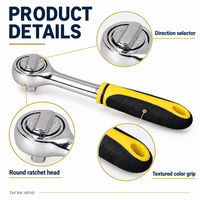 Clé à cliquet à tête ronde réversible, poignée ergonomique antidérapante en caoutchouc pour outils de réparation automobile