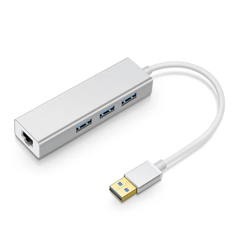 YH-U1009, 3 x USB 3.0 + RJ45 ke USB 3.0 HUB bebas Drive eksternal untuk laptop 3.0