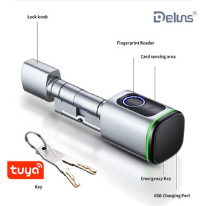 Deluns Smart Cylinder <strong>Small</strong> Smart <strong>Door</strong> <strong>Lock</strong> With Fingerprint TTLOCK TUYA APP Rfid Card and Mechanical Key <strong>Door</strong> Knob <strong>Lock</strong> - Product Image 2