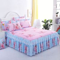 Ensemble de jupes de lit double couche, couvre-lit imprimé floral, drap de lit bilatéral, jupe de lit