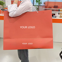 Bolsa de papel hecha a mano con tablero de marfil grande personalizada, bolsa de regalo de exposición publicitaria de cartón blanco de gran tamaño, Impresión de logotipo empresarial