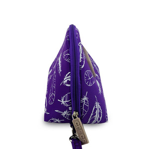 Crocs Cosmetic Bag Violet Feather Print Portable <b>Makeup</b> Storage <b>Case</b> Small Size - Product Image 2