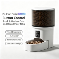 Distributeur automatique de nourriture pour animaux de compagnie 4L, commande par bouton, minuterie, alimentation par piles, anti-blocage, nourriture lyophilisée pour chats et chiens de petite et moyenne taille