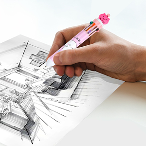 Wholesale Cheap Cute 10 in 1 Multicolor Retractable Plastic Ballpoint <b>Pen</b> with Cartoon for Student - Product Image 4