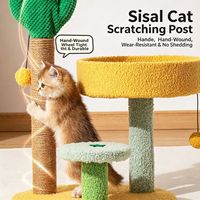 Grande boule d'herbe magique pour chat, griffoir double couche en corde de chanvre, colonne verticale en forme de cactus, structure d'escalade pour chat
