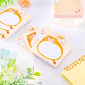 Note adesive quadrate diverso piccolo gatto grasso Cartoon pattern 3x3 pollici nota adesiva arancione per la scuola di ufficio - Product Image 1