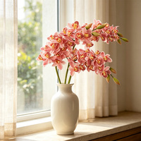 Bunga Anggrek Cymbidium Artificial Real Touch yang Laris Manis, Batang Premium untuk Buket DIY & Dekorasi Estetika Interior