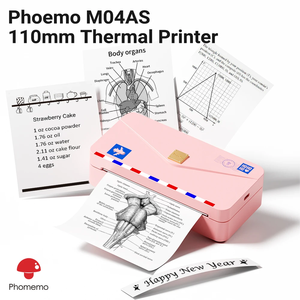 Tragbarer 110mm Breiter Thermodrucker <span class=keywords><strong>Phomemo</strong></span> <span class=keywords><strong>M04AS</strong></span> 300DPI Hochauflösender Mobiler Dokumentendrucker für Rechnungen, Barcodes und Große Etiketten - Product Image 2