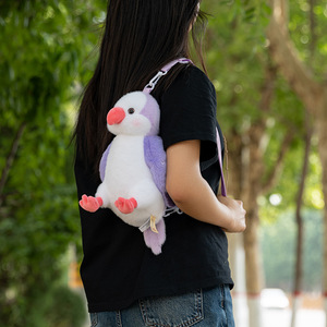 Sac à dos mini réaliste en peluche d'oiseau perroquet mignon, jouet en peluche doux, poupée de dessin animé multifonction en polyester, Saint-Valentin - Product Image 3