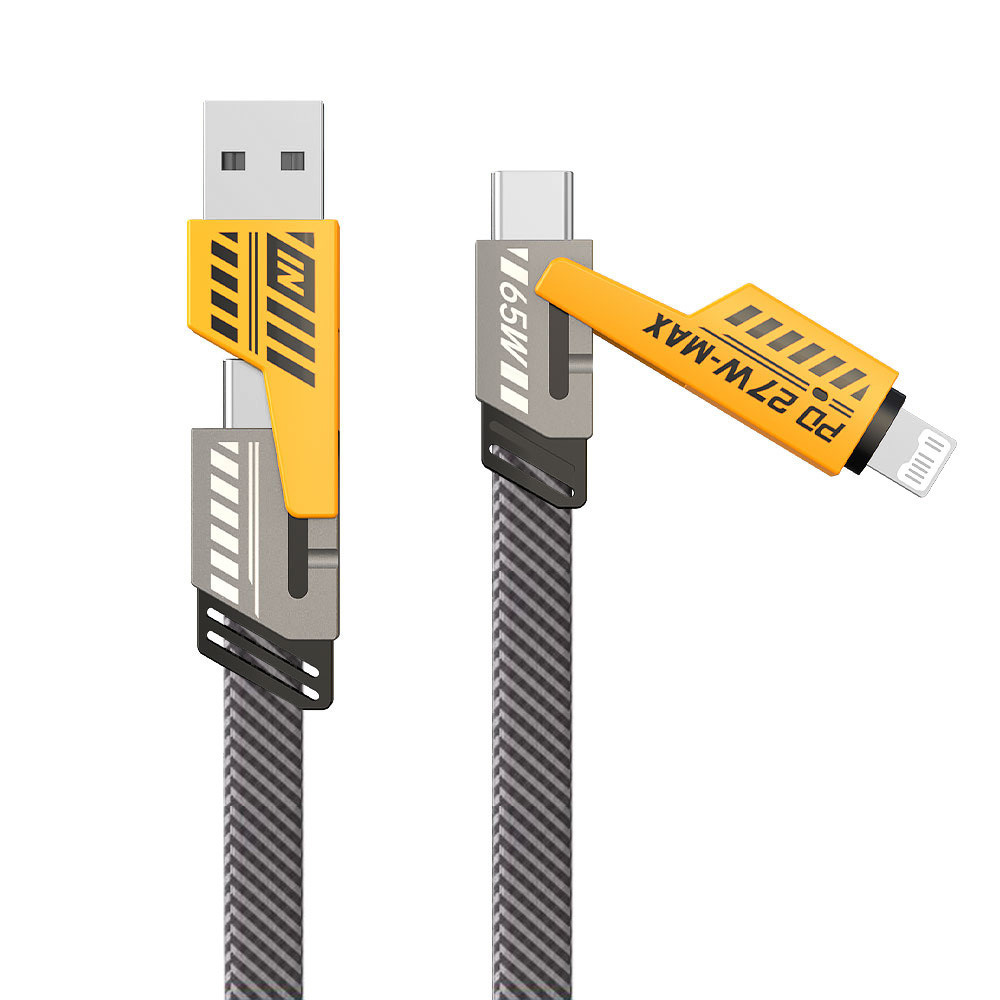Cable mecha negro cuatro en uno amarillo [cable pelado]