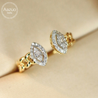 Bague cubaine Aazuo vintage en or jaune massif 18 carats avec diamants véritables taille brillant, cadeau de luxe pour fiançailles féminines