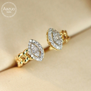 เครื่องประดับวินเทจ Aazuo แหวนทองคำแท้ 18k ประดับเพชรแท้ทรงคิวบา ทรงกลมเจียระไนแบบบริลเลียนท์ ดีไซน์เรียบหรู สำหรับผู้หญิง เหมาะสำหรับเป็นแหวนหมั้น - Product Image 1