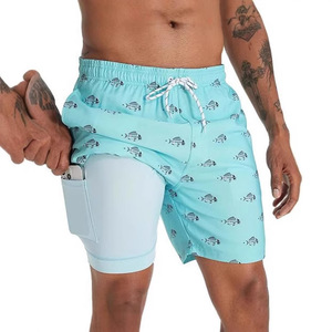 Shorts de bain pour hommes à imprimé numérique, en Spandex et Polyester, séchage rapide, avec poches, taille mi-haute 265 - Product Image 1