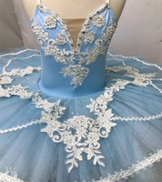 Nouveau justaucorps bleu clair avec jupe tutu de ballet attrayante pour filles modèle TUTU-37