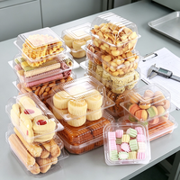Boîtes à pâtisserie transparentes en PET de qualité alimentaire, multi-tailles, empilables, pour biscuits, muffins, desserts, emballage en coquille, commande en gros OEM