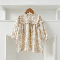 Robe vintage pour enfants de 2 à 7 ans, nouvelle robe en coton à fleurs à manches longues, robes élégantes pour filles, robe à fleurs pour filles, vêtements pour bébé fille