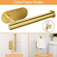 Ensemble d'accessoires de salle de bain de luxe en acier inoxydable doré, 4 pièces, auto-adhésif, à fixer au mur, comprenant un porte-serviette