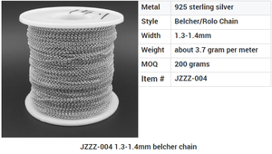 <span class=keywords><strong>JZZZ</strong></span>-004 ผู้จัดจำหน่ายขายส่ง ราคาโรงงานถูก โซ่เบลเชอร์ขนาด 1.3-1.4 มม. โซ่เงินแท้ 925 บริสุทธิ์แบบม้วน - Product Image 5