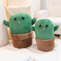 Peluche Cactus en Pot - Couleurs et Motifs Personnalisables, Cactus en Peluche Personnalisé avec Texture en Velours Côtelé pour Cadeaux d'Anniversaire