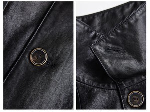 Veste en cuir véritable personnalisable de luxe Manteau pour <span class=keywords><strong>femme</strong></span> en peau de chèvre Veste en cuir véritable personnalisée pour dames - Product Image 2