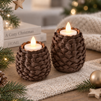 Porte-bougie créatif en forme de pomme de pin de Noël imprimé en 3D en PLA écologique, lot de 2 pour bougies chauffe-plat LED, décoration festive de table sur le thème de la forêt, OEM