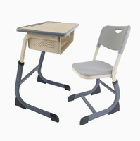 Ensemble chaise et bureau d'étudiant Reeke en métal, hauteur réglable, moderne, durable, fabriqué en Chine