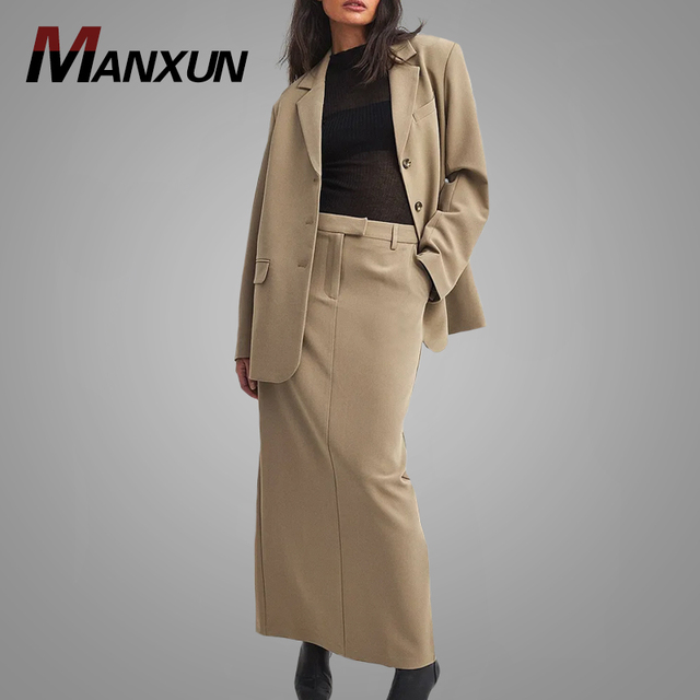 2024 New Arrival Office Lady Wear Simple Style Button up Blazer With Skirt Clothing Online
