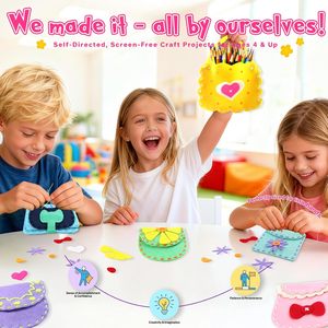 Kit Fai-da-Te per Borse: Il Mio Primo Set Educativo di Artigianato in Feltro per Bambini e Bambine, Giocattoli da Viaggio per lo Sviluppo della Motricità Fine - Product Image 3